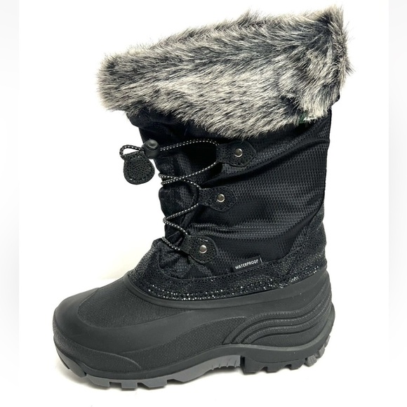 Kamik Powdery 2 Waterproof Snow Boot Black Fur-Lined Winter Boots Kid’s Sz 2 - Picture 1 of 1